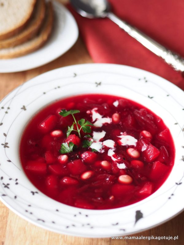 Barszcz ukraiński wegański, bez glutenu, bez cukru