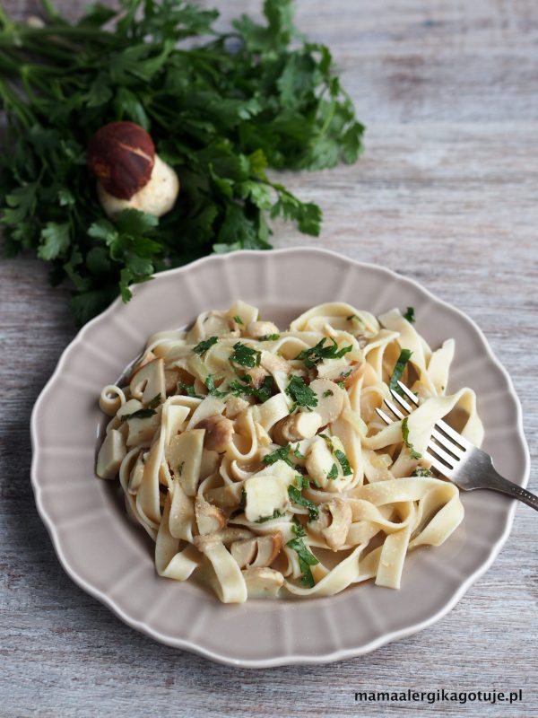 Tagliatelle z borowikami bez glutenu wegańskie bez cukru Mama Alergika Gotuje